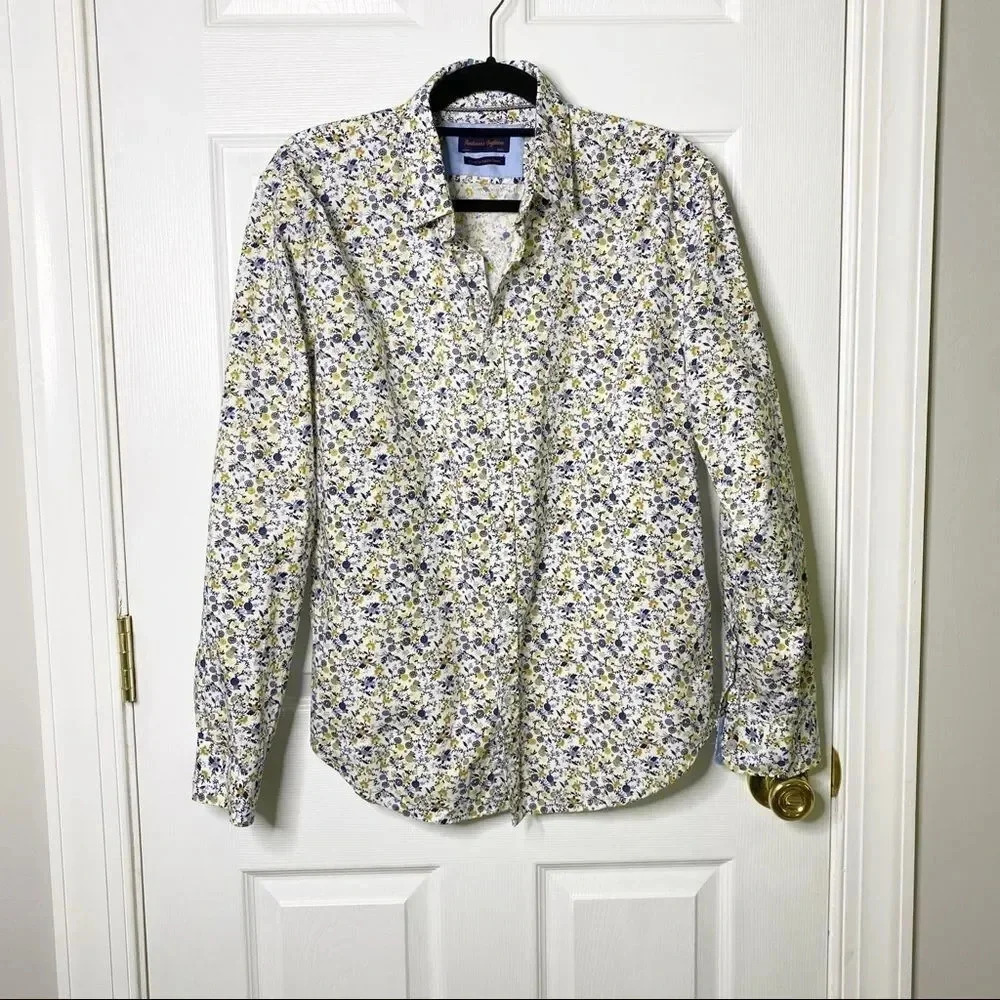 GENTLEMEN'S OUTFITTERS Navy Yellow Floral Button‎ Down Shirt